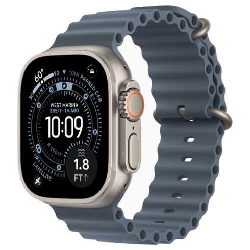 Apple Watch Ultra 3 - GPS + Cellular Natural Titanium Case with Anchor Blue Ocean Band  - Orange Jordan - Best Price