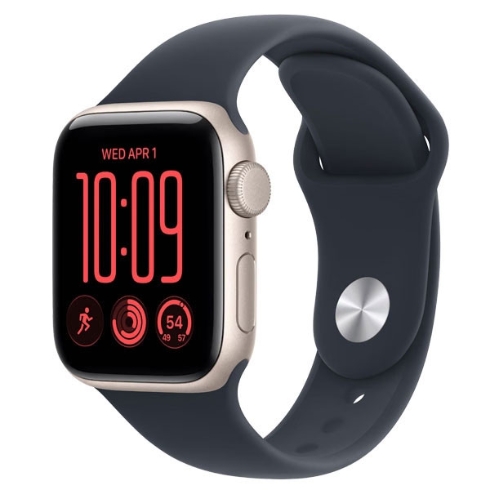 Picture of Apple Watch SE 3 GPS 44mm Midnight Aluminum Case with Navy Blue Sport Band - L